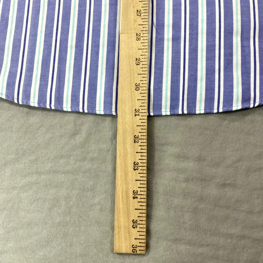 Banana‎ Republic Shirt Mens Large 16.5 34/35 Blue Striped Slim Button Up Dress
